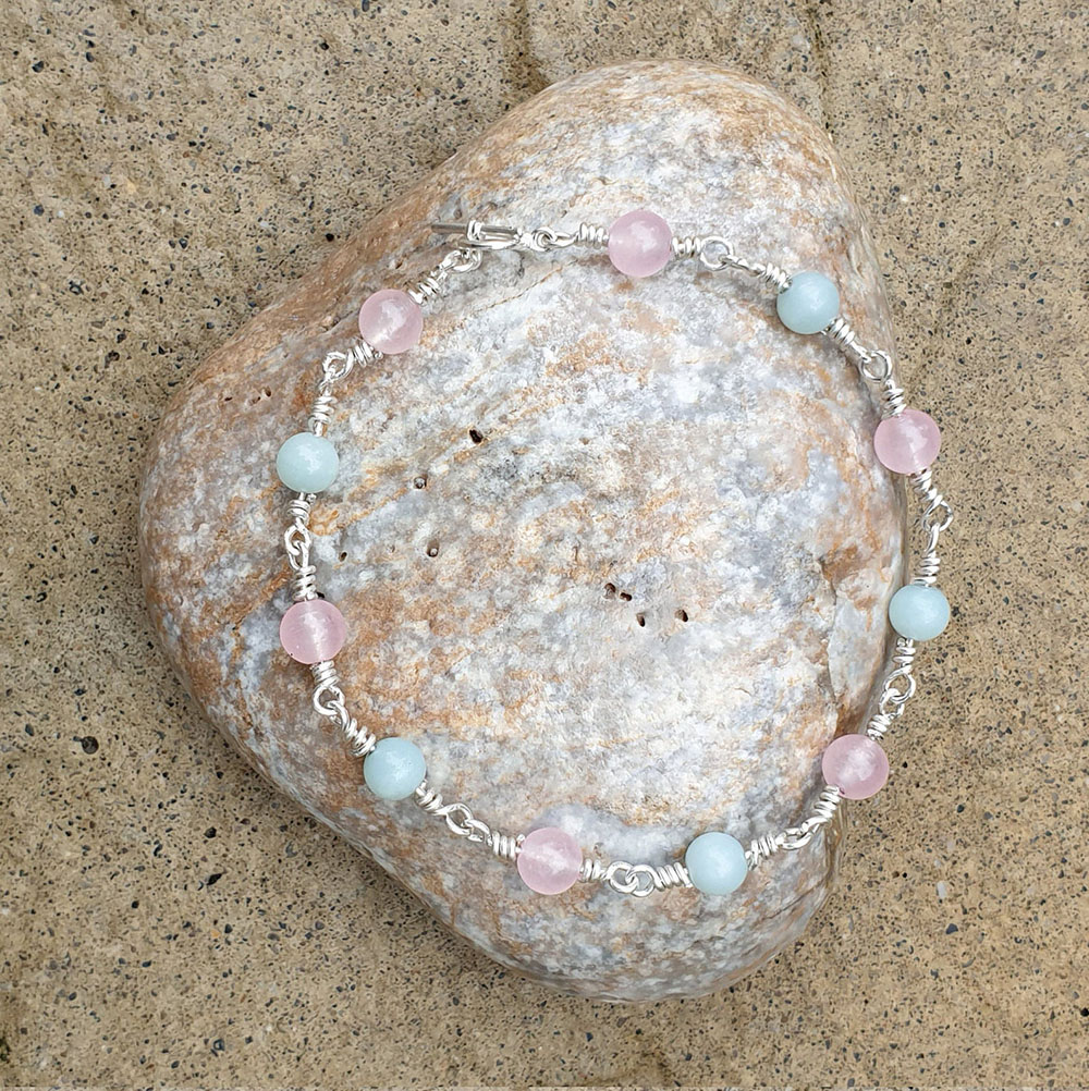 Love & Calm Gemstone Sterling Silver Bracelet
